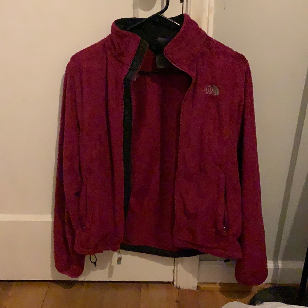 magenta north face zip up